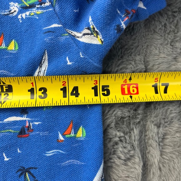 Polo Ralph Lauren Kids Sailboat Palm Tree Print Polo Shirt M 10-12 Blue - Picture 4 of 6